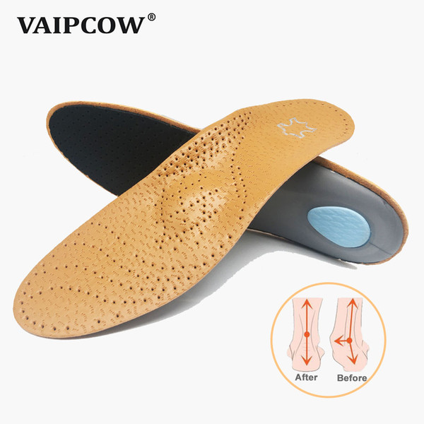 VAIPCOW High quality Leather orthotic insole for Flat Feet Arch Support orthopedic shoes sole Insoles for men and women