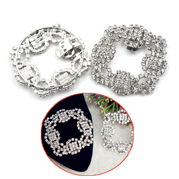 1 Piece Women Shoe Rhinestone Charm Metal Shoe Square Clamp Bridal Shoes Rhinestone Crystal Clip