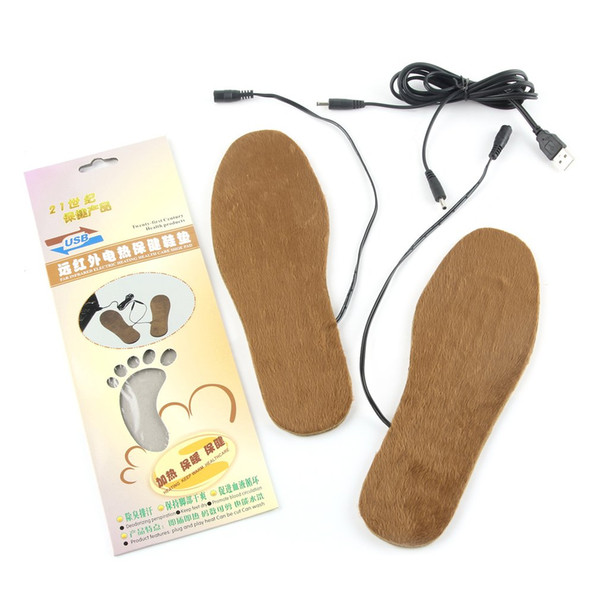 New Heated Insole USB Electric Powered Plush Fur Heating Insoles Winter Warm Insoles Foot Heater Shoe Inserts for Men Women