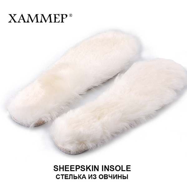 Xammep Natural Sheepskin Wool Insoles Cashmere Thermal Shearling Fur Adult Children Winter Boots Shoes Insoles Over Big Size