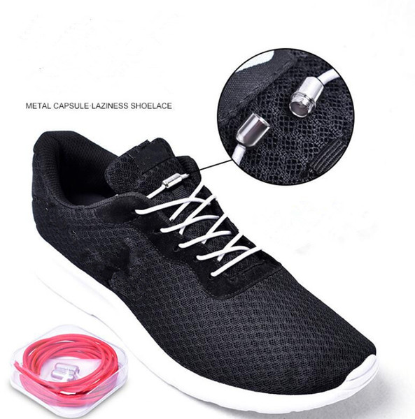 Fashion New Style Solid Elastic Shoelace Metal Clip No Tie Shoelace One Pair Free Shipping