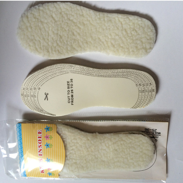 High Quality 1 pair kids Winter Warm Soft Wool Winter Shoe Insole Pad Size 26-36