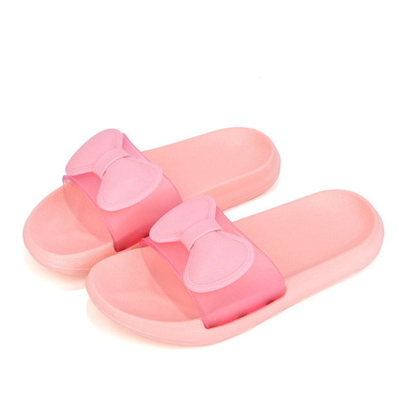 Wome Girls Summer Casual Sandals Soft Sole Fashion Bow Knot Pattern Thicken Slippers Home Barefoot Water Shoes For Bath Outdoor Beach Shoes