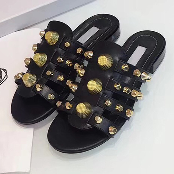 Woman Summer Sandals Rivets Flip Flops Beach Sandalias Femininas Flat Designer Sandals Channel Woman shoes