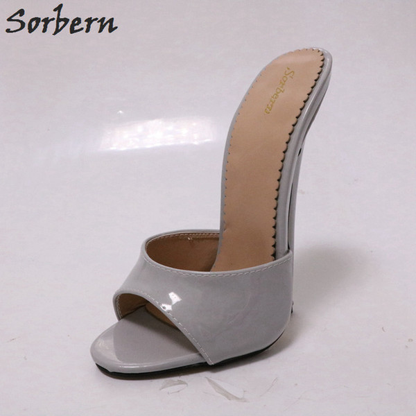 Sorbern Gery Slippers Women 18Cm High Heels Peep Toe Sliders Shoes Mules Big Size Night Club Slip On Shoes Summer Ladies Slipper