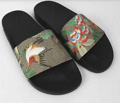 Designer Rubber slide sandal Floral brocade men slipper Gear bottoms Flip Flops women striped Beach causal slipper with Box High Quality