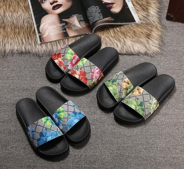 Top Men Women Sandals with Correct Flower Box Dust Bag Designer Shoes snake print Slide Summer Fashion Wide Flat Sandals Slipper