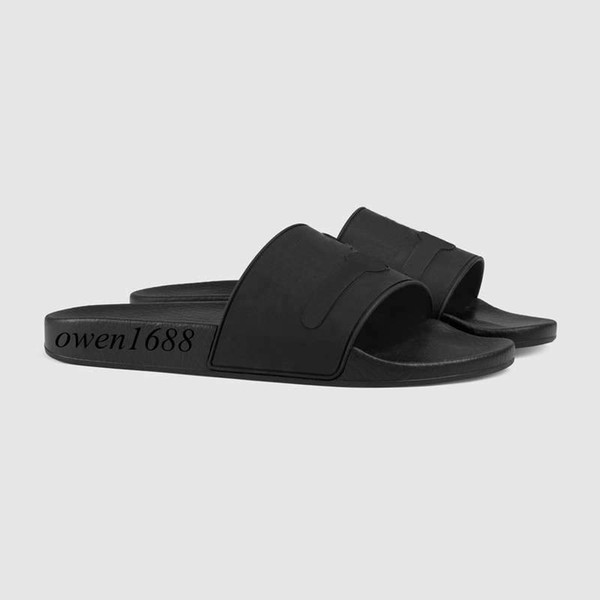 Hot Sale-fashion black rubber slide sandals rubber flip flops with logo embossed mens and womens outdoor beach flat slippers