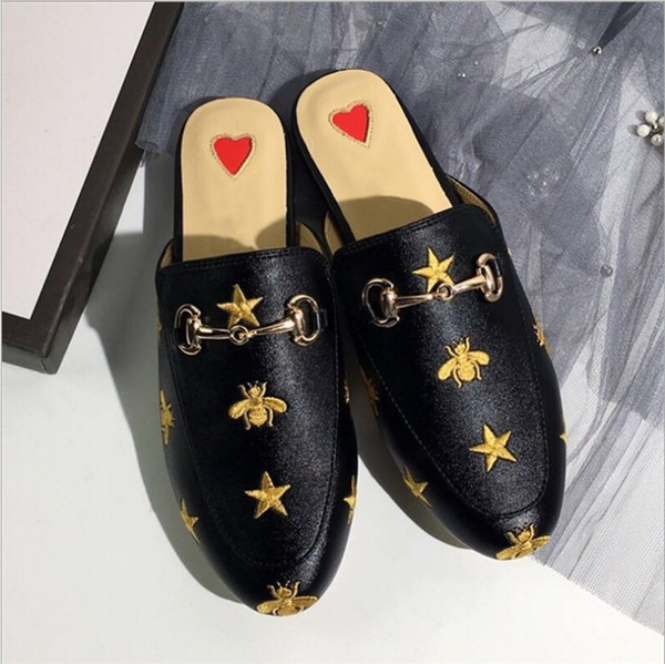 Quality leather loafers Muller slipper shoes with buckle Fashion women Princetown slippers Ladies Casual Mules Flats size 34 - 41