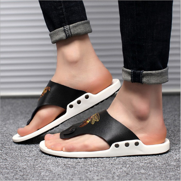 fashion lightweight Genuine Leather non-slip men's slippers sandals summer Outdoor Slippers casual slippers hipster must-have size 38-44