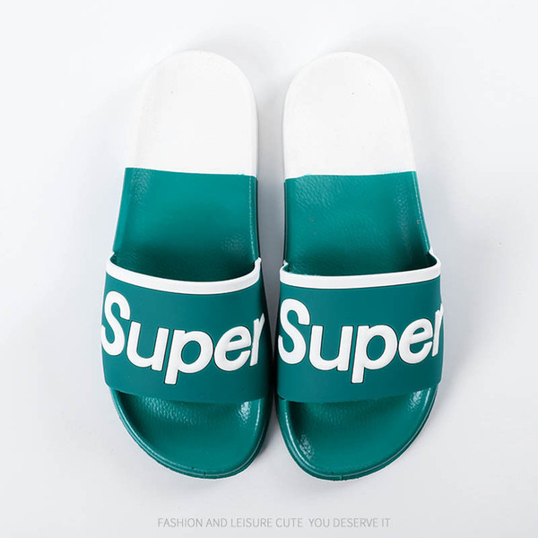 2018 New HOTSALE summer beach slippers couples scuffs letter Contrast color slippers indoor&outdoor slippers size 36-44