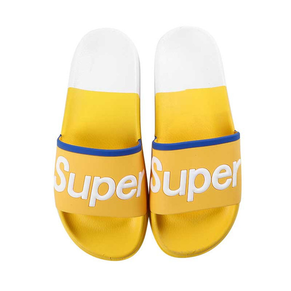 2018 New summer beach slippers couples scuffs letter Contrast color slippers indoor&outdoor non-slip slippers size 36-44