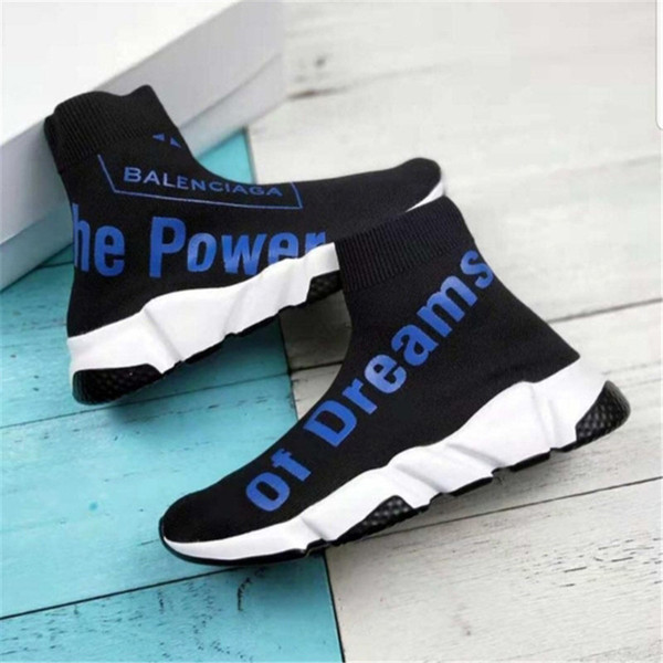 2019 Luxury Sock Shoes Blue Yellow Casual Shoes for Men Women Designer Trainers Women Boots Sneakers Designer Shoes 36-45