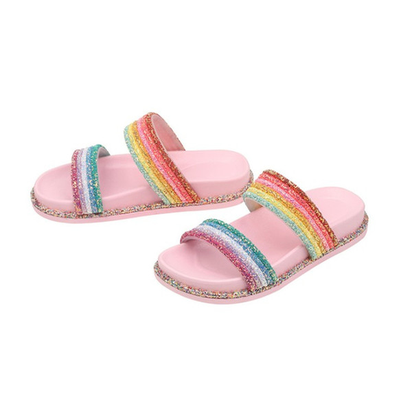 Designer Casual Sandals with Rainbow Stripes and Fashionable Comfortable Slippers Hot Sale Colorful Summer Style Hot Sale Fashion Free Ship