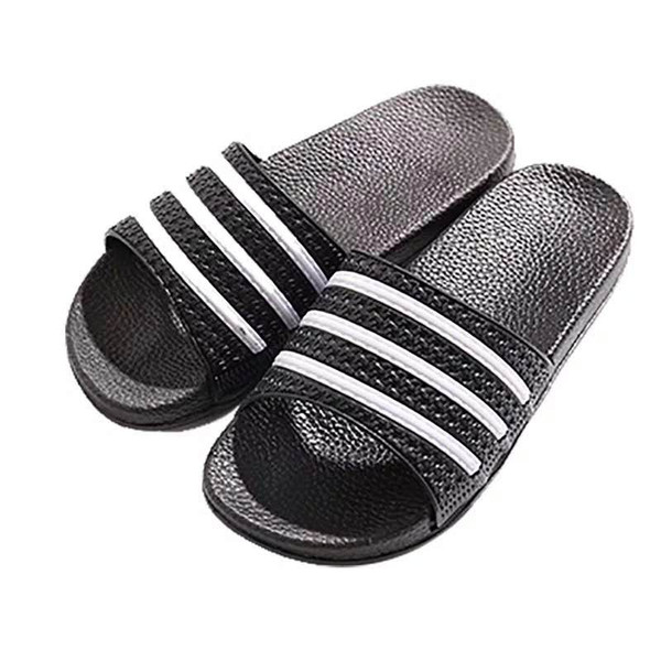 Summer bathroom striped slippers fashion trend simple classic female home indoor slippery thick-soled couples bathing plastic sandals