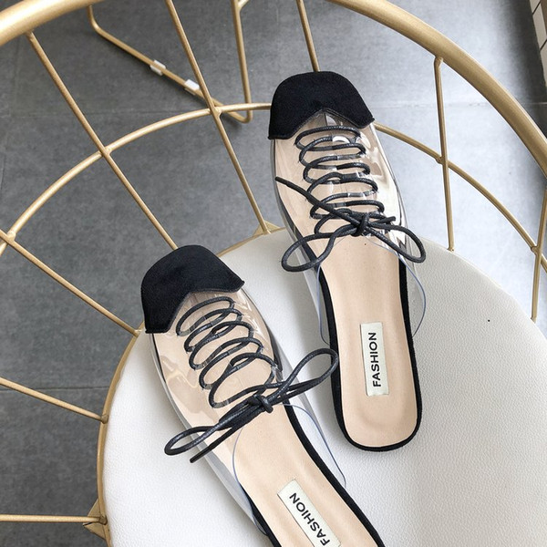 Women's Shoes Fashion Explosion Summer New Euro-American Style Women's Square Head Transparent Women's Slippers Beach Slippers