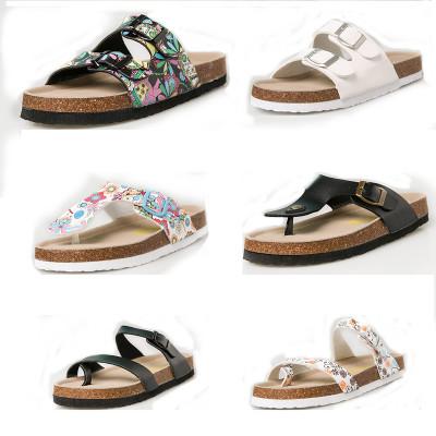 10 pairs Lady Cork summer Beach Sandals Interweave straps PU Women Sole Slippers black Flat Flip Flops Outdoor Sandalswhite Casual Couple