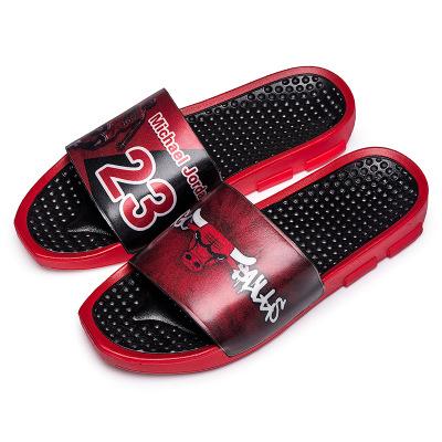 Sports star printing slippers High Quality Brand Men Summer Rubber Sandals Beach Slide Fashion Scuffs Slippers Indoor Shoes 222