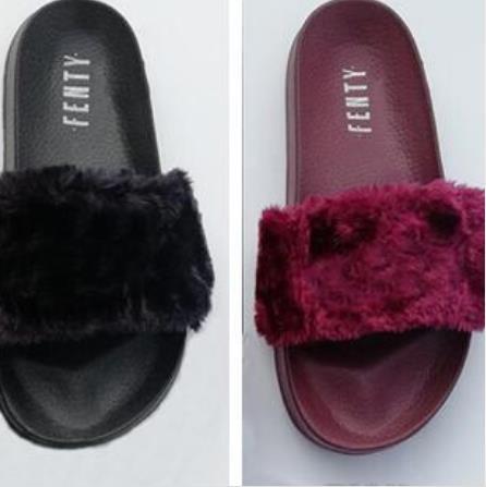 Leadcat Fenty Rihanna Faux Fur Slippers Women Girls Sandals Fashion Scuffs Black Pink Red Grey Blue Slides High Quality