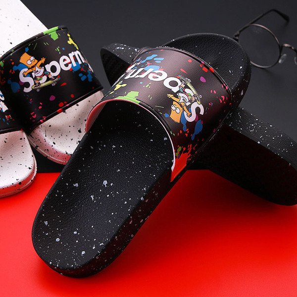 New summer fashion letter scuffs seaside summer holiday casual slippers indoor and outdoor slippers couple slippers 36-47