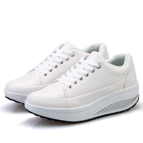 Hot Sale-Soft Microfiber Vamp Fitness Shoes White Lace-up Women Sneakers Lightweight Female Hot Basket Femme