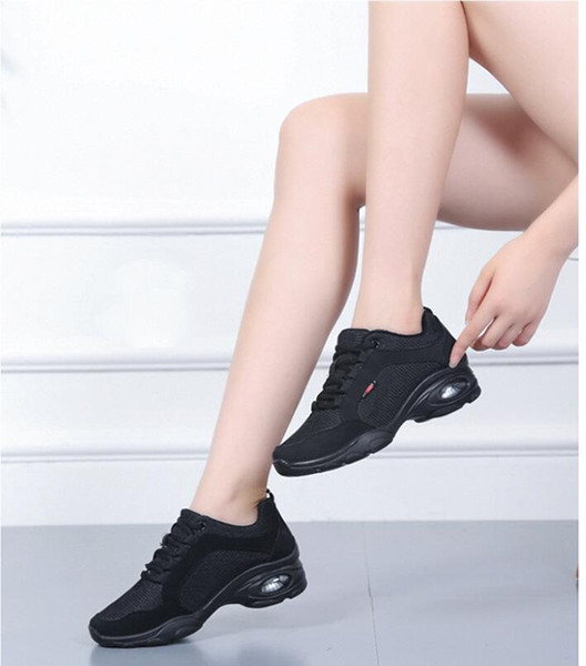 Soft bottom square dance shoes mesh face women's sports jump mother dance shoes sailors Shallow mouth hollow