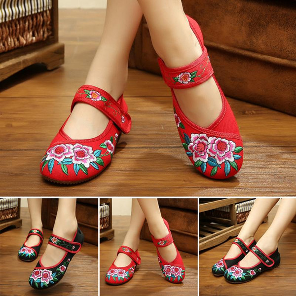 Hot Sale-Sexy Ladies Flower Chinese Loafer Shoes Chinese classical Canvas shoes