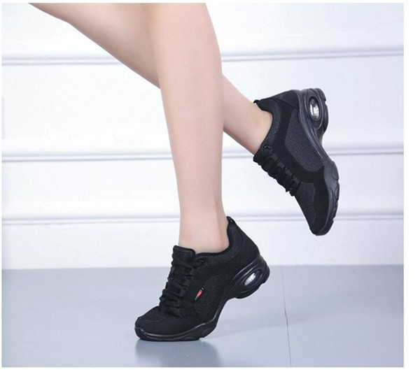 Hot Sale-Soft bottom square dance shoes mesh face women's sports jump mother dance shoes sailors Shallow mouth hollow