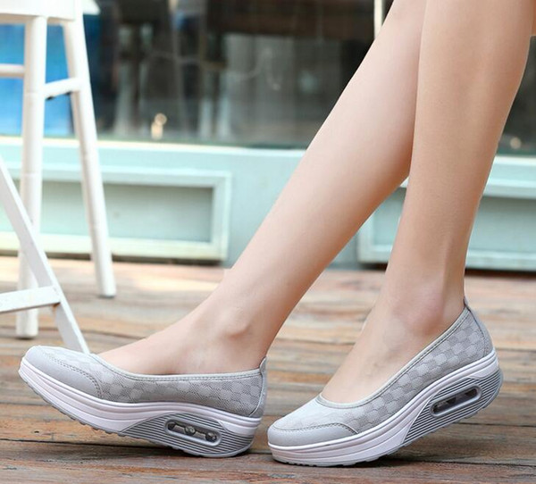 Hot Sale-sh Casual Tenis Shoes Shape Ups thick low heel Woman nurse Fitness Shoes Wedge Swing Shoes moccasins plus size