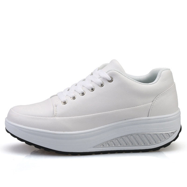 Hot Sale-Soft Microfiber Vamp Fitness Shoes White Lace-up Women Sneakers Lightweight Female Hot Basket