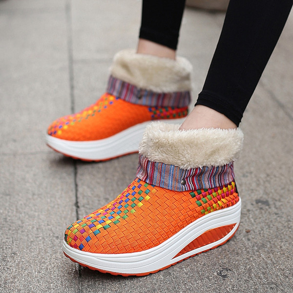 Hot Sale-Women's toning shoes Wedges platform warm outdoor sports trainers Sport sneakers woman shoe winter warm