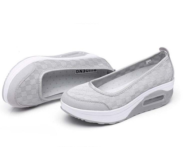 New Women Fashion Mesh Casual Tenis Shoes Shape Ups thick low heel Woman nurse Fitness Shoes Wedge Swing Shoes moccasins plus size 40 41 42