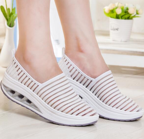 100% New 2018 summer new openwork rocking shoes female increase thick platform casual travel shoes breathable women's shoes 35-42 m124