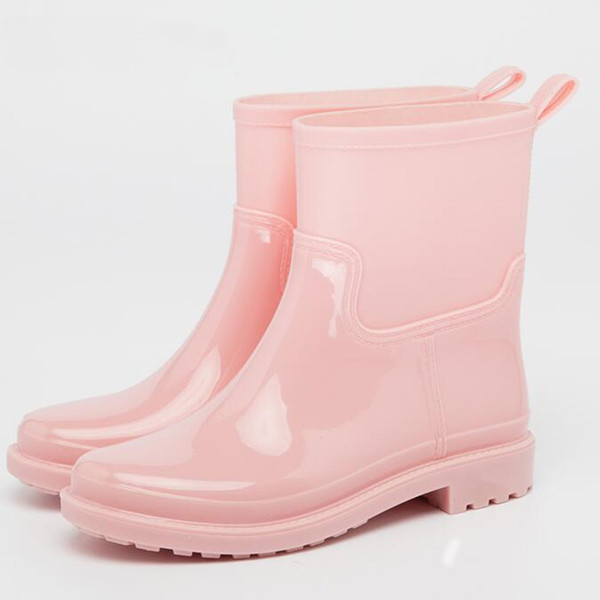 New Fashion Ankle Rain Boots Women Non-Slip PVC Waterproof Water Shoes Wellies Soft Comfortable Rainboots