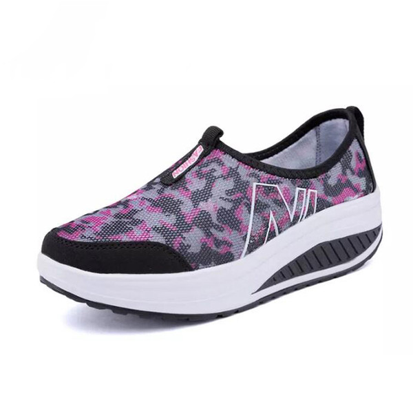 Fitness Women Breathable Fitness Shoes Summer Female Sneakers Height Increasing Platform Shoes Wedges Single Toning Shoes