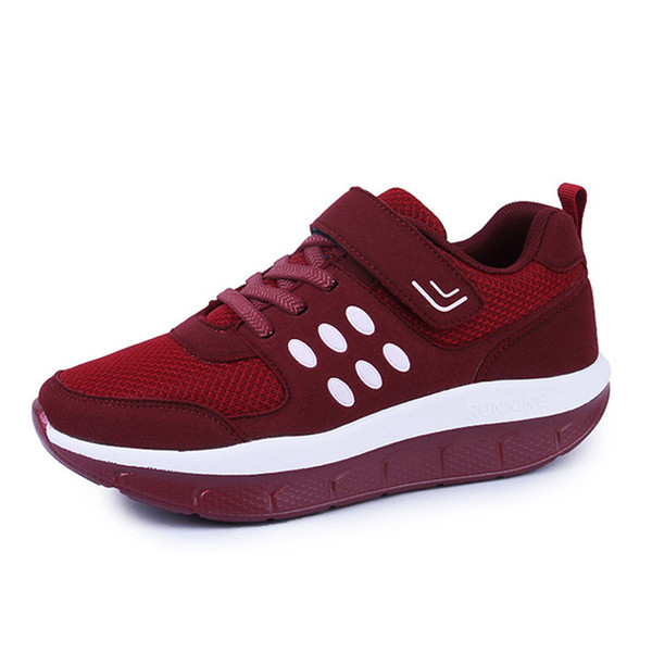 New Women Big Size Red Breathable Mesh Sneakers On The Platform Fitness Shoes Schuhe Jump Shoes Fitnes