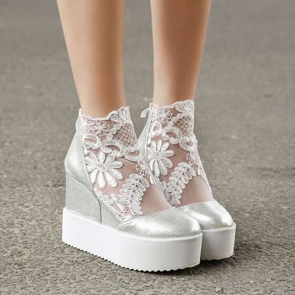 Sexy2019 Circle Lace Sexy Head Thick Bottom Muffin Within Increase Slope With Single Shoe