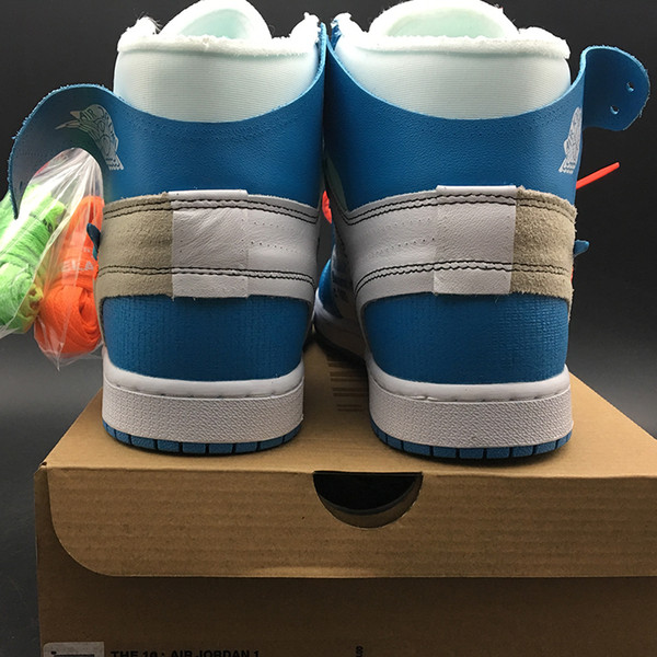 Off Powder Blue White x AQ0818-148 Air 1 High OG UNC 1s I Women Men Basketball Sports Shoes Sneakers Trainers With Original Box