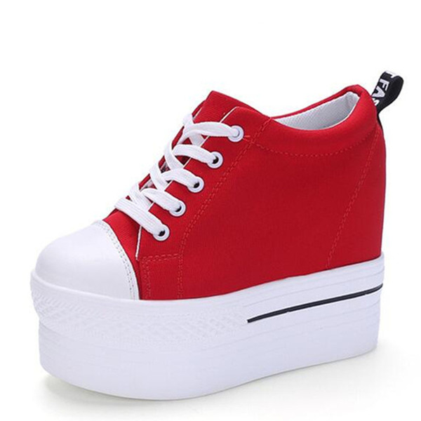 Hot Sale-Wedges Canvas Shoes Woman Shoes Hidden Heel Height Increasing Casual chaussure femme