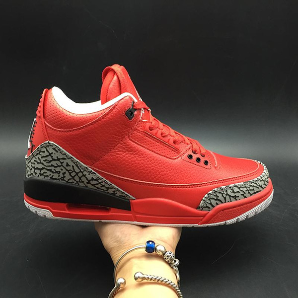 DJ Khaled x Air 3 OG Grateful 580775-601 3s III Red Kicks Men Basketball Sports Shoes Sneakers High Quality Trainers With Original Box