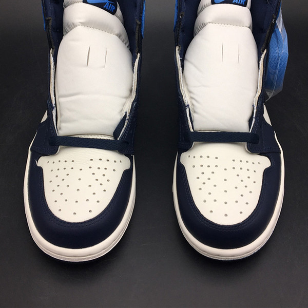 Hot Sale-Air 1 High OG UNC Obsidian 555088-140 Blue Sports Shoes Sneakers Trainers Best Quality With Original Box