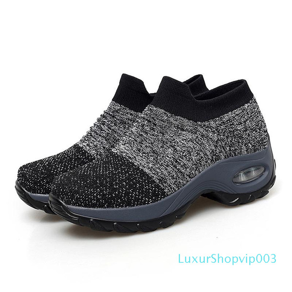 Hot Sale-new flying woven heightening set foot elastic cushion socks shoes