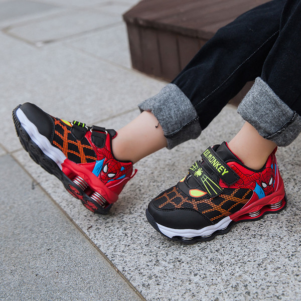 Hot Sale-kid shoe child cartoon spider man kid sneaker baby boy non-slip breathable skate shoe kid free