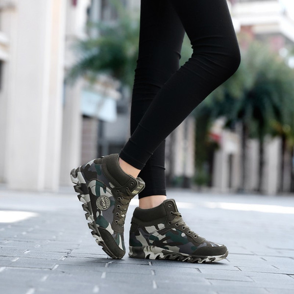 Hot Sale-Women Camoflage Shoes Platform Sneakers Height Increasing Heels Ladies Woman Sneakers Camo