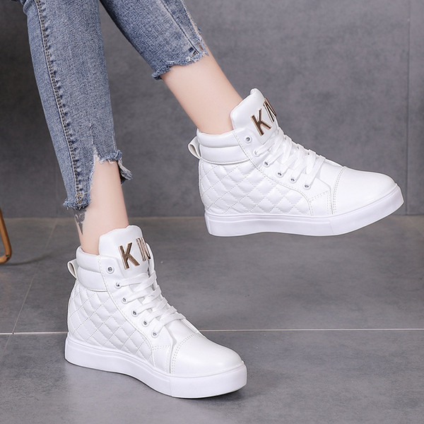Hot Sale-Autumn WomenShoes High Top Fashion Shoes Female Height Increasing Platform Women