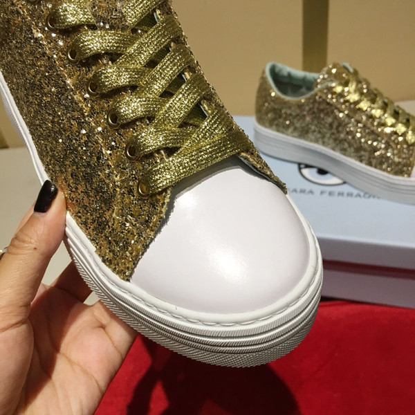 Hot Sale-Autumn Chiara Shoes Low top Leisure Loafers Silver Gold platform Casual Shoe Height Increasing Shoes