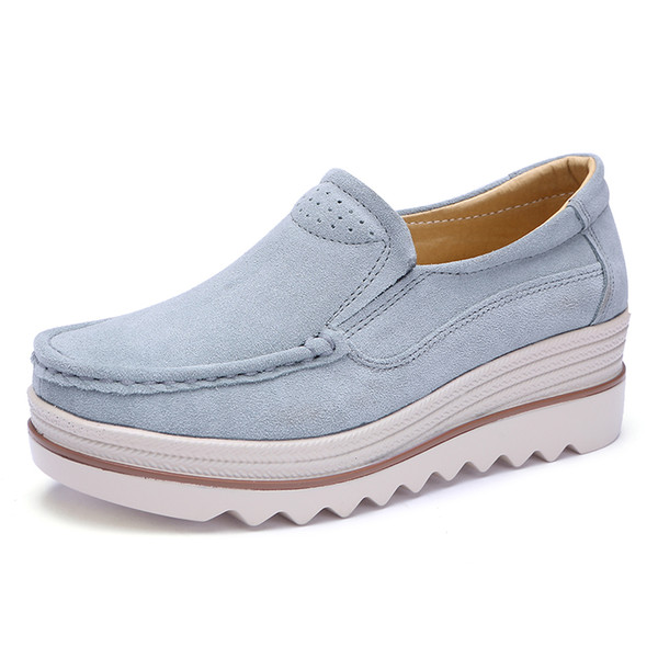 Hot Sale-Women's Slip-on Super Hidden Heel Suede Maccasin Platform Sneakers Non-lace Loafer