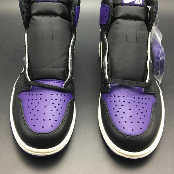 Air 1 High OG Court Purple 555088-501 1s I Kicks Women Men Basketball Sports Shoes Sneakers Best Quality Trainers With Original Box US7-13