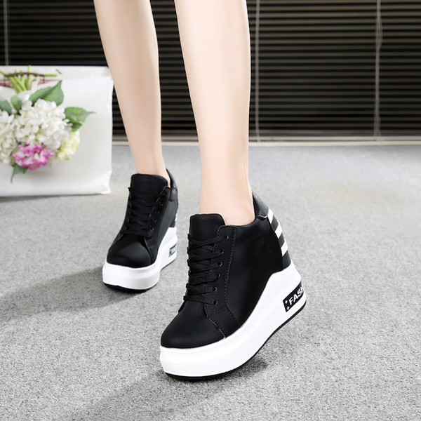 Hot Sale-2019 Spring Women Ankle Boots High Shoe Increased Height Shoes Woman Fashion Platform Sneakers