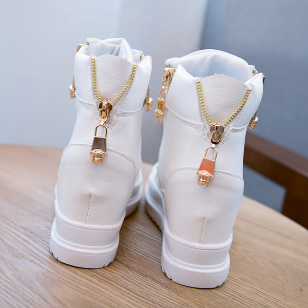 Hot Sale-Women Sneakers Women Shoes Zipper Height Increasing Breathable High Top Women Walking Flats Trainers Shoes